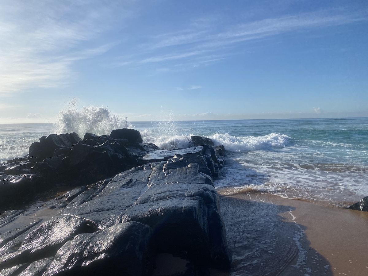 Waves breaking on Black Rock, Zinkwazi Beach