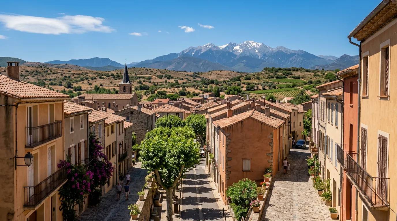 Sunny daytime view of Ille-sur-Têt