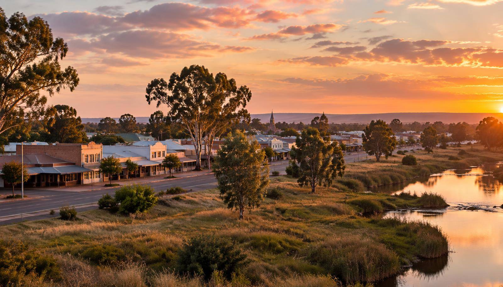 Golden-hour view of Meyerton