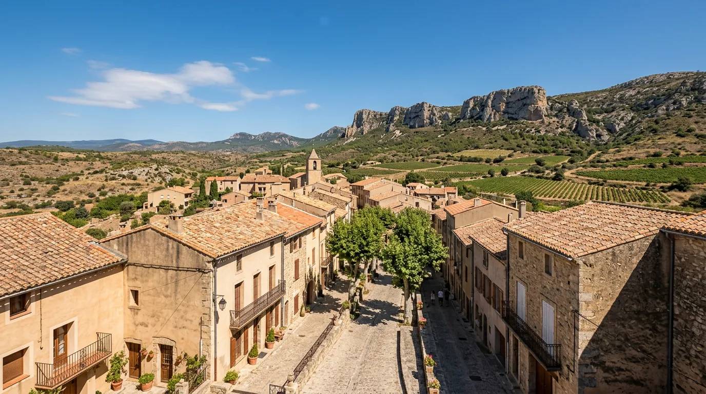 Sunny daytime view of Vingrau