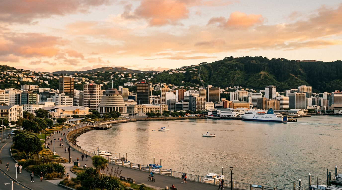 Golden-hour view of Wellington