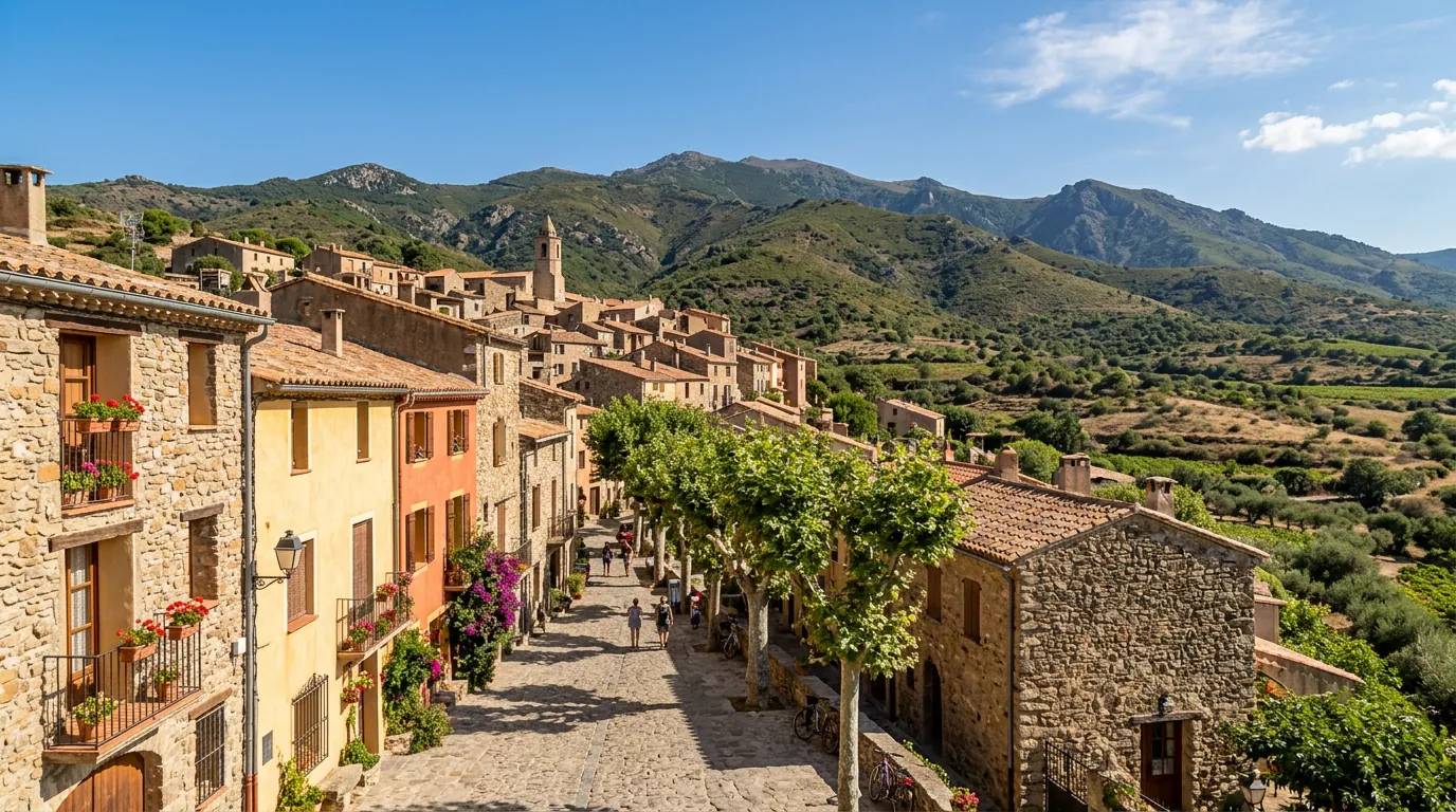 Sunny daytime view of Montesquieu-des-Albères