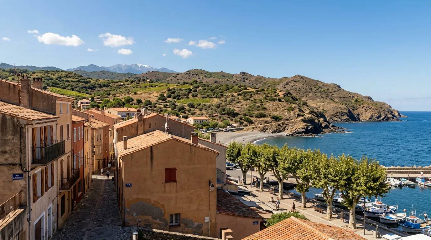 Sunny daytime view of Cerbère