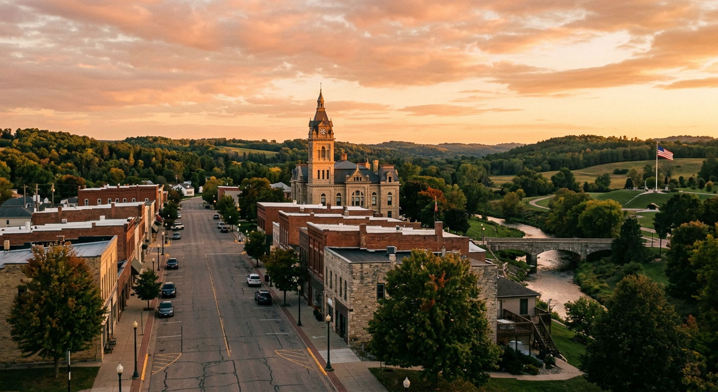 Golden-hour view of Neillsville
