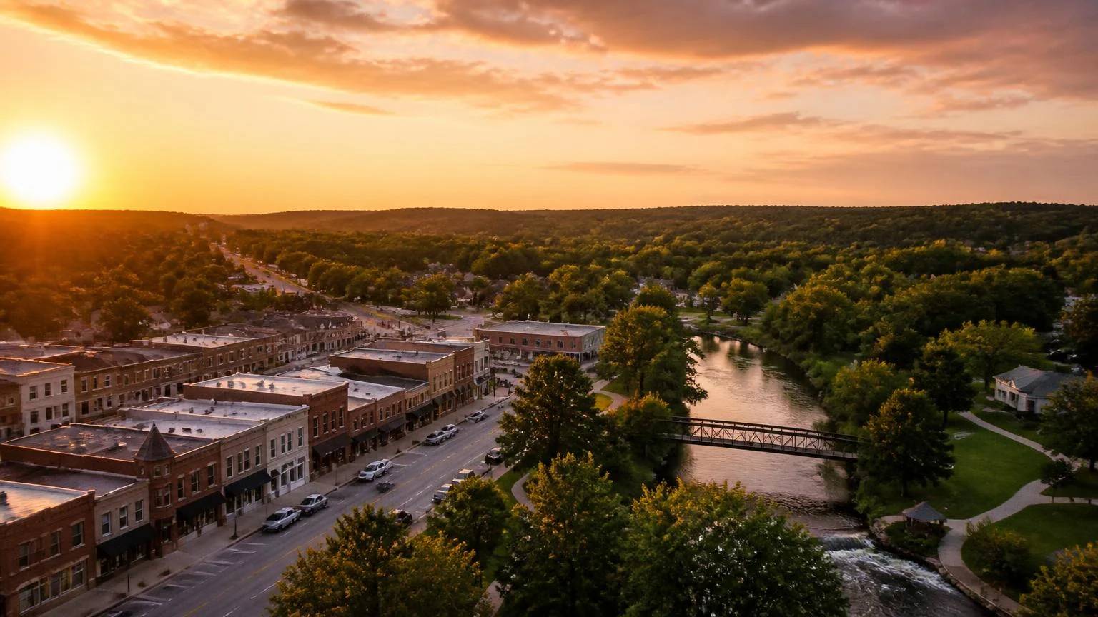 Golden-hour view of Kewaskum, Wisconsin