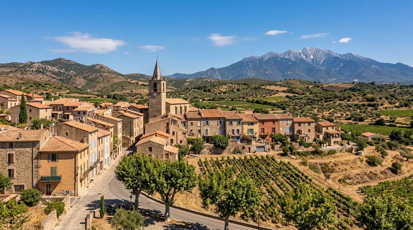 Sunny daytime view of Espira-de-l'Agly