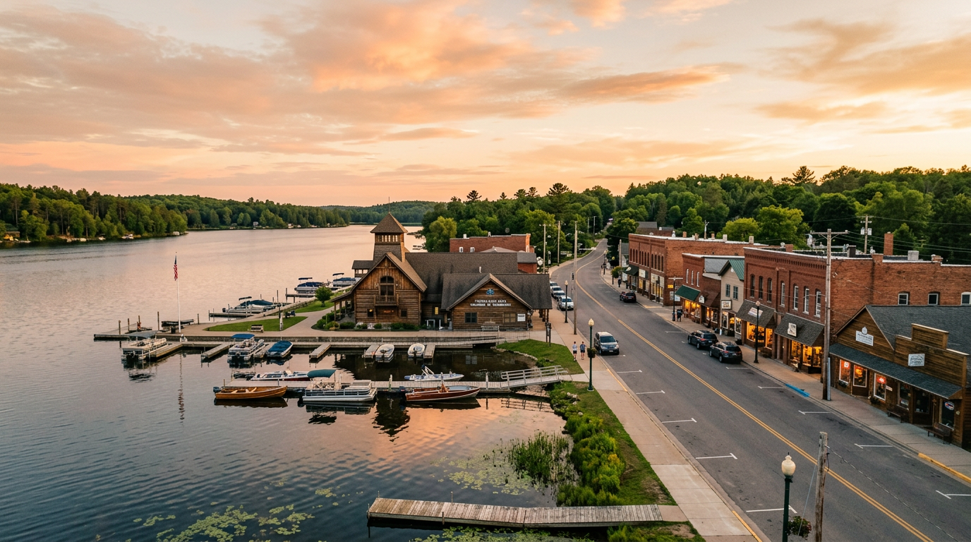 Golden-hour view of Three Lakes
