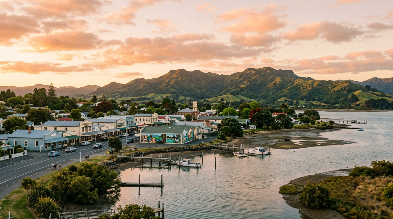 Golden-hour view of Katikati