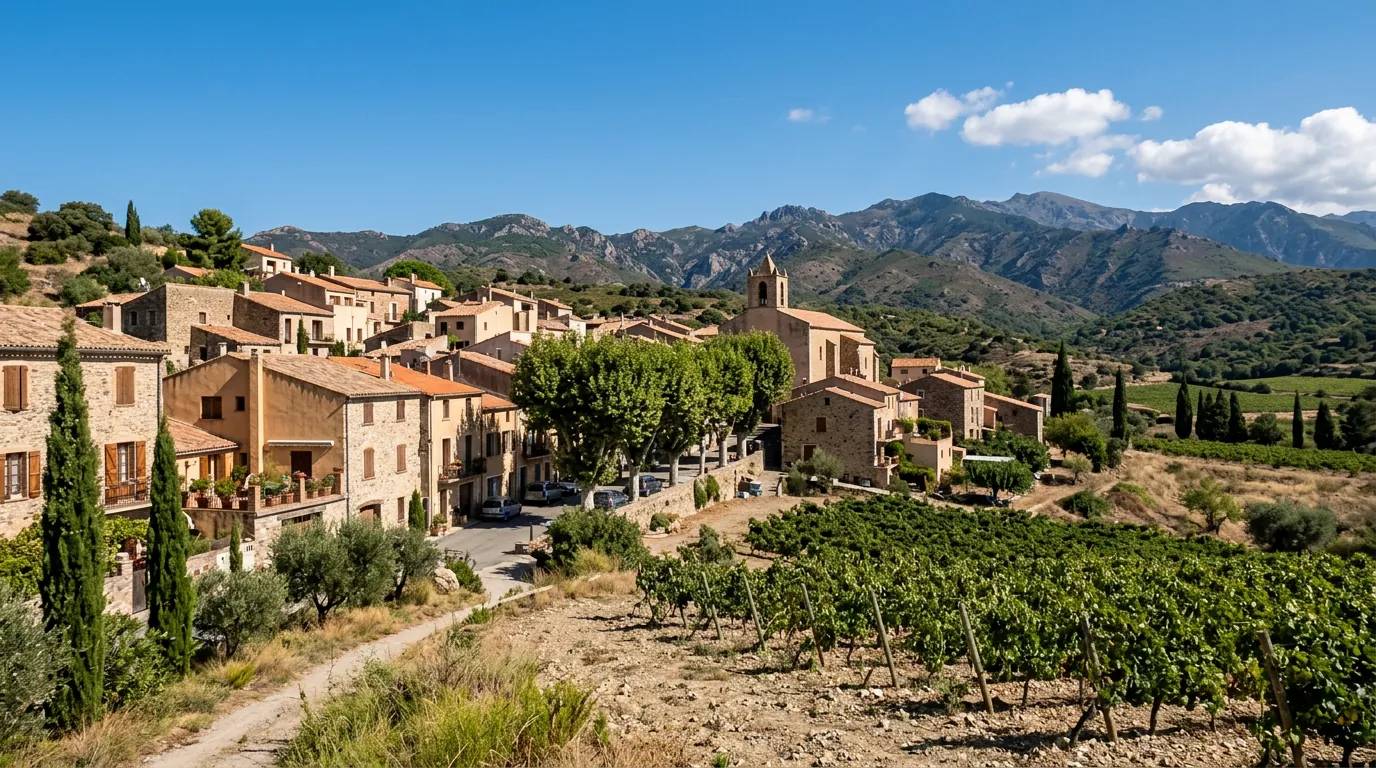Sunny daytime view of Banyuls-dels-Aspres