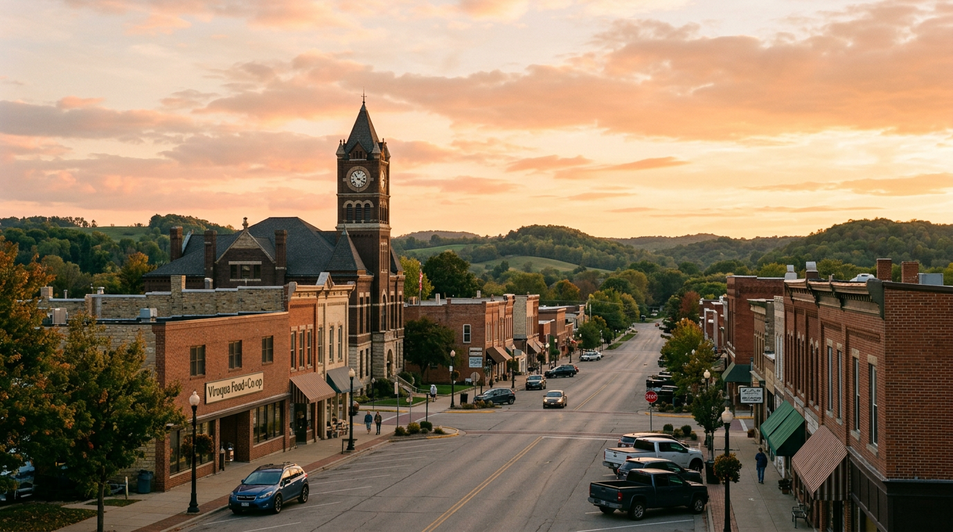 Golden-hour view of Viroqua
