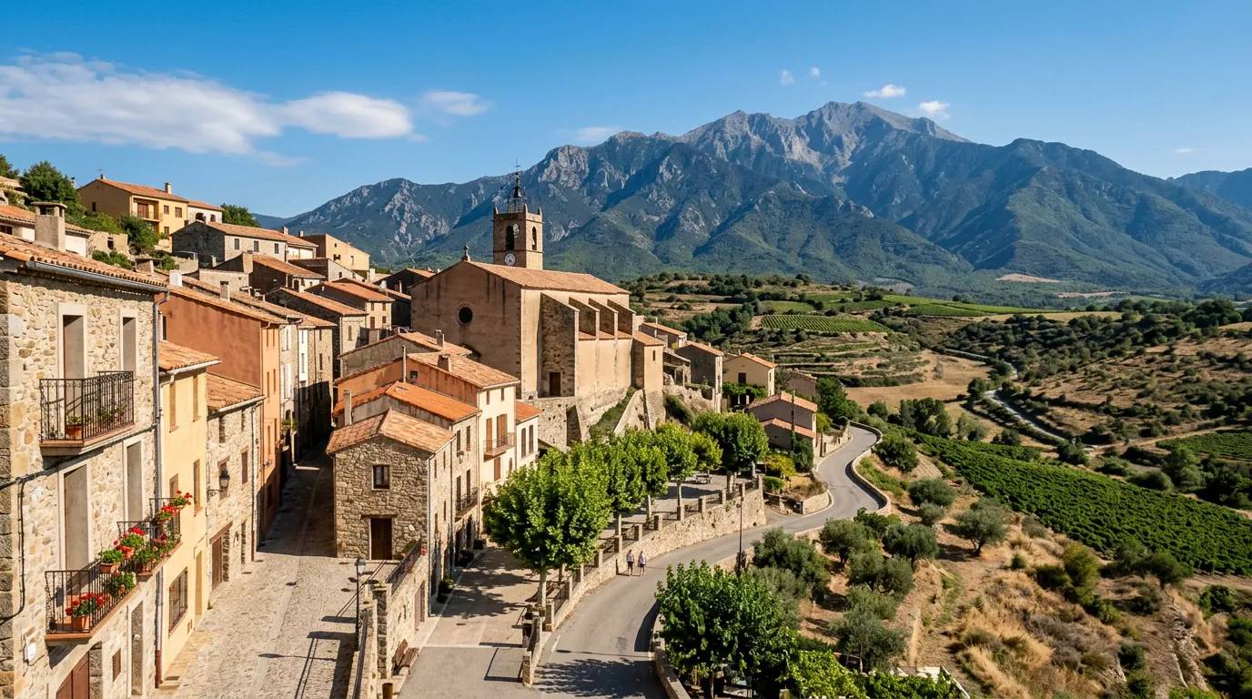 Sunny daytime view of Saint-Pierre-dels-Forcats