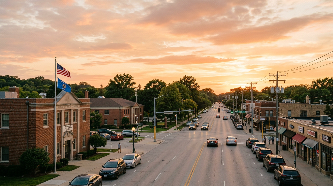Golden-hour view of Hales Corners
