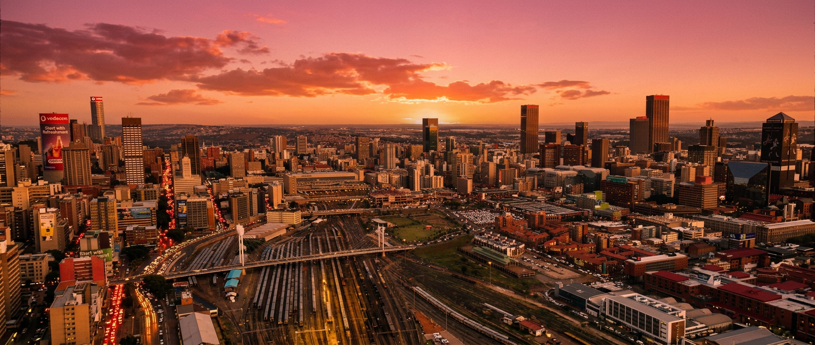 Golden-hour view of Johannesburg