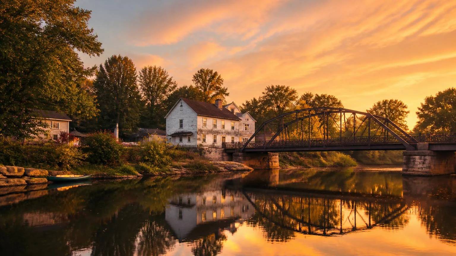 Golden-hour view of Newburg, Wisconsin