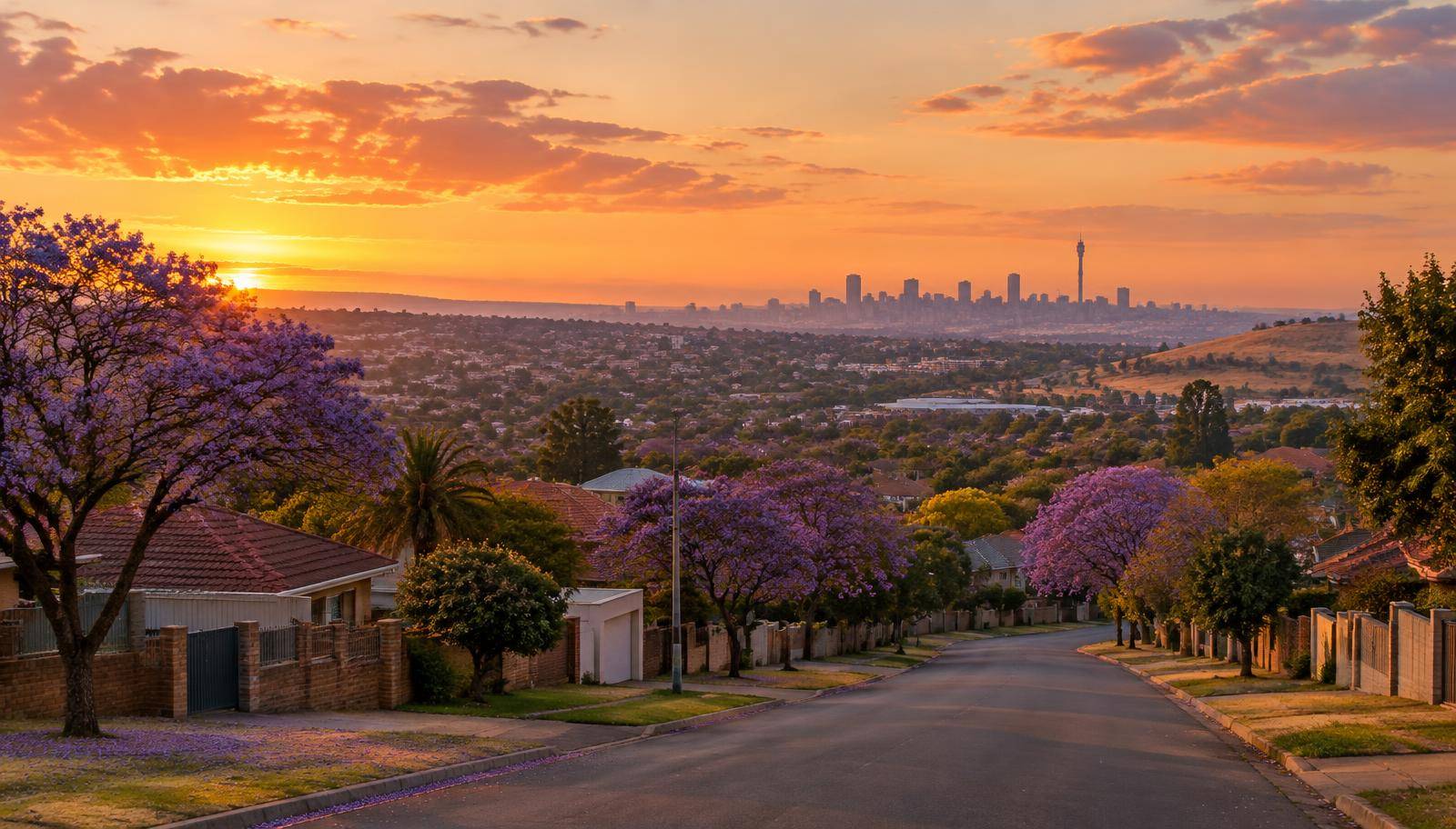 Golden-hour view of Johannesburg South