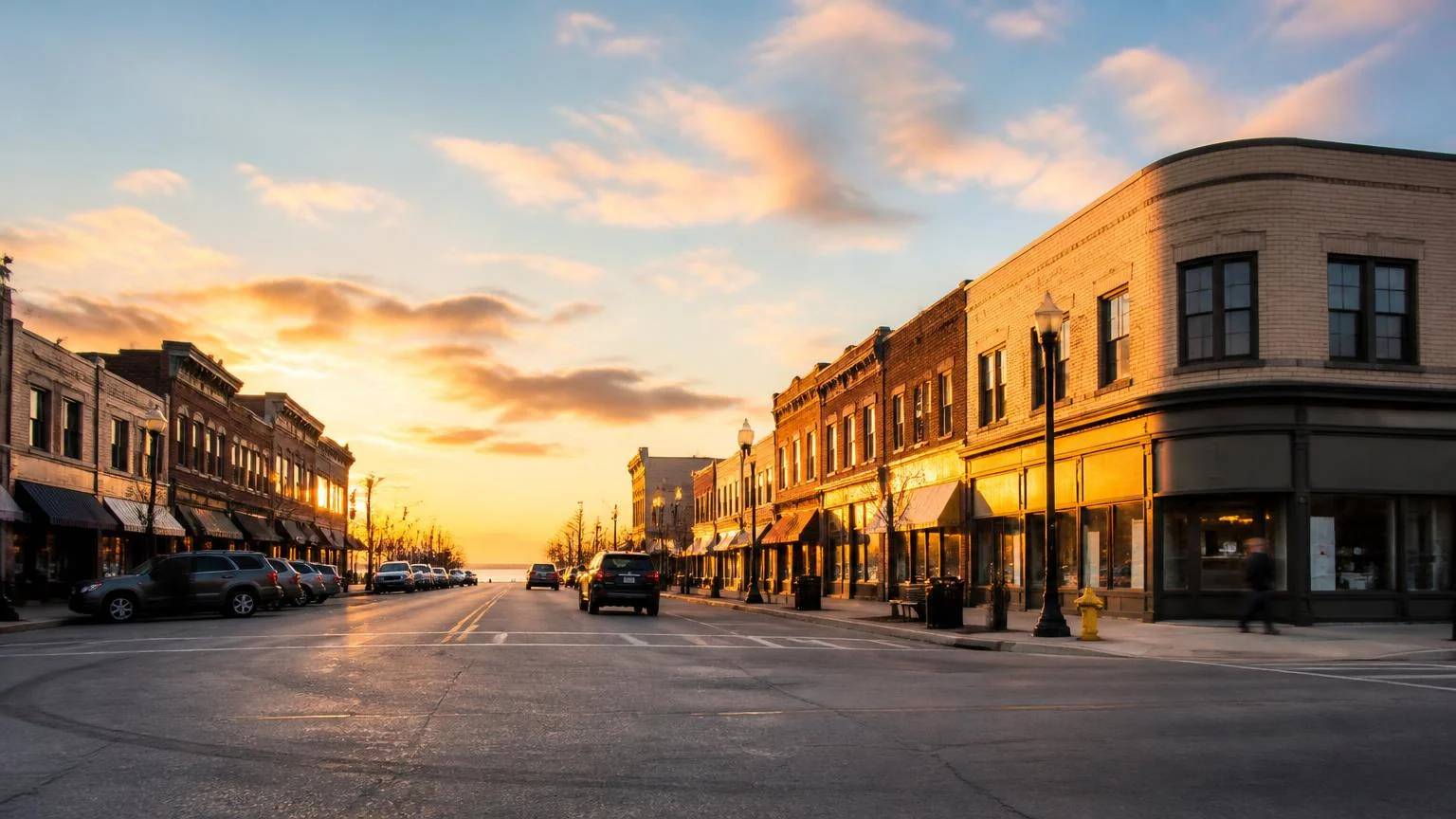 Golden-hour view of South Milwaukee, Wisconsin
